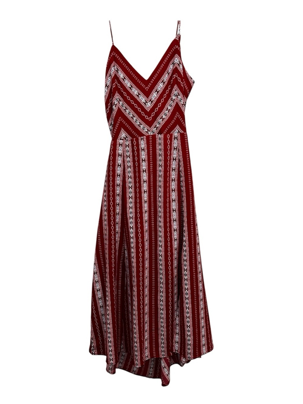 New Lulus Red Geometric Print Midi Dress - Size Medium - Picture 2 of 12